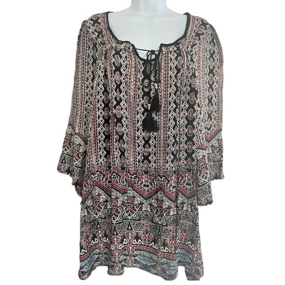 Angie Boho Rayon Aztec Print Tunic Shift Dress – Size Small